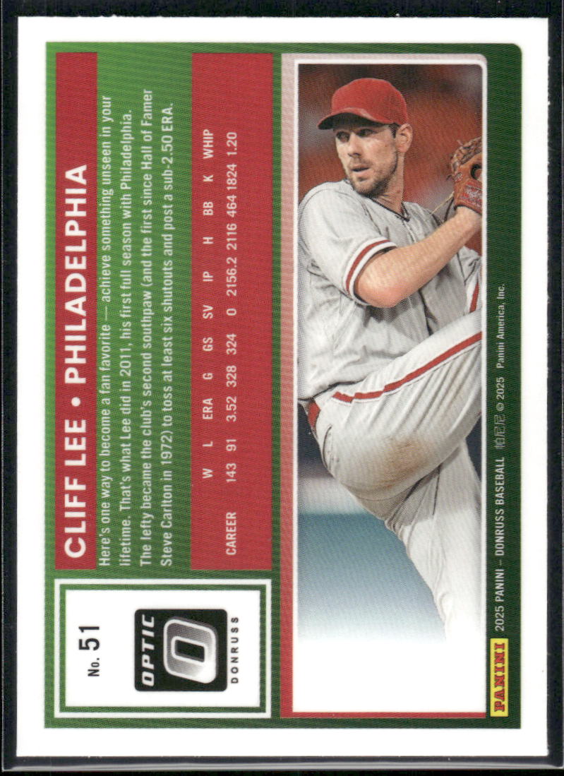 2025 Donruss Cliff Lee #51 Optic Baseball