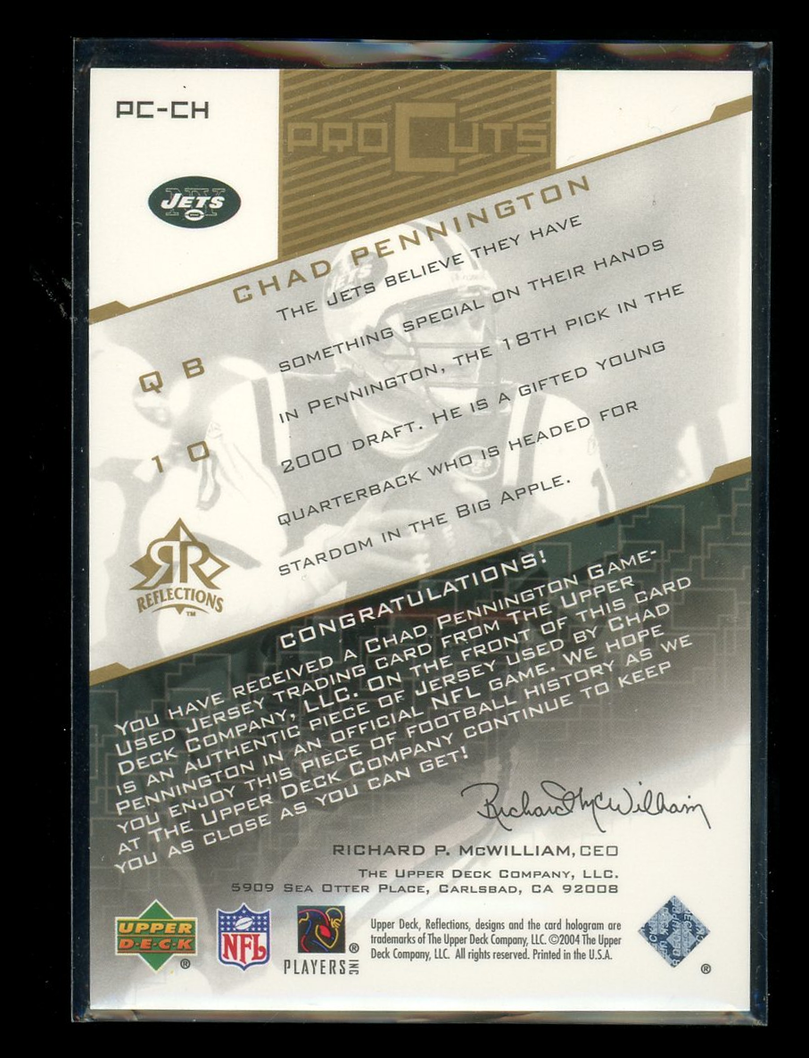2005 Upper Deck Reflections Pro Cuts Chad Pennington #PC-CH Game Used Jersey