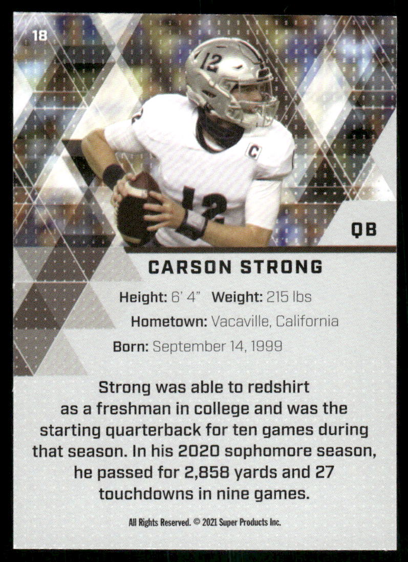 2021 Super Glow Carson Strong #18 Football