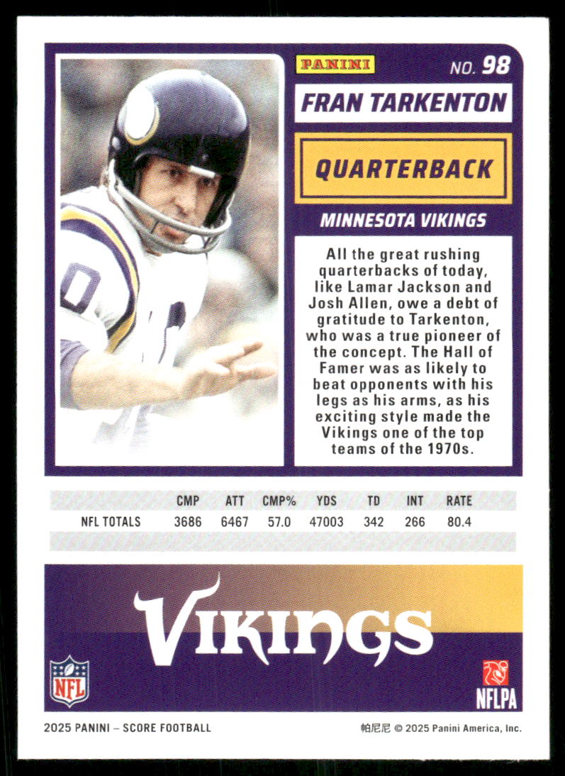 2025 Score A Treat Fran Tarkenton #98 Football
