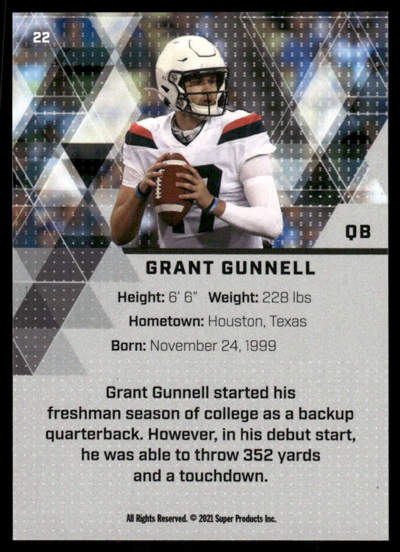 2021 Super Glow 1st Ever Grant Gunnell #22 Football