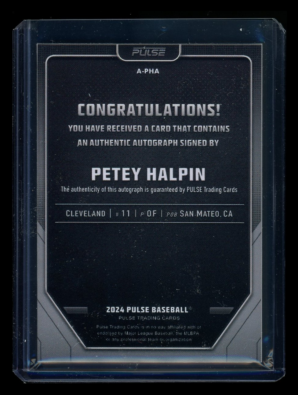 2024 Pulse Baseball Petey Halpin #A-PHA Authentic Signature Baseball