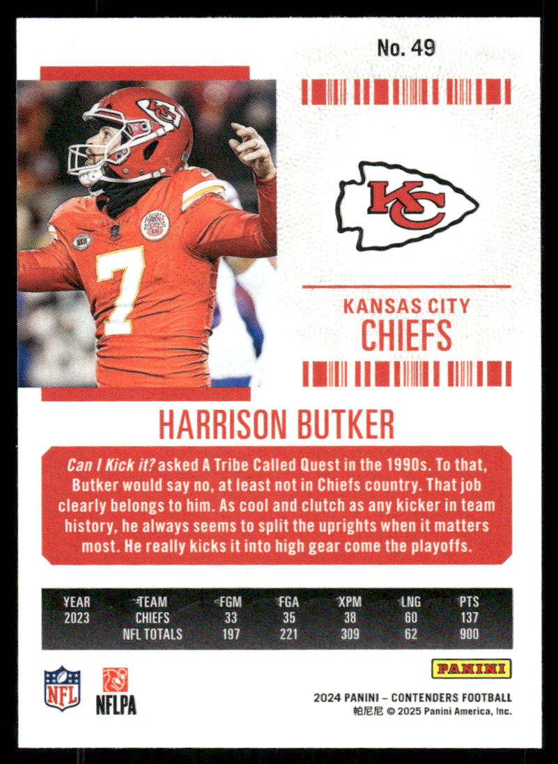 2025 Panini Contenders Football Harrison Butker #49 / Football