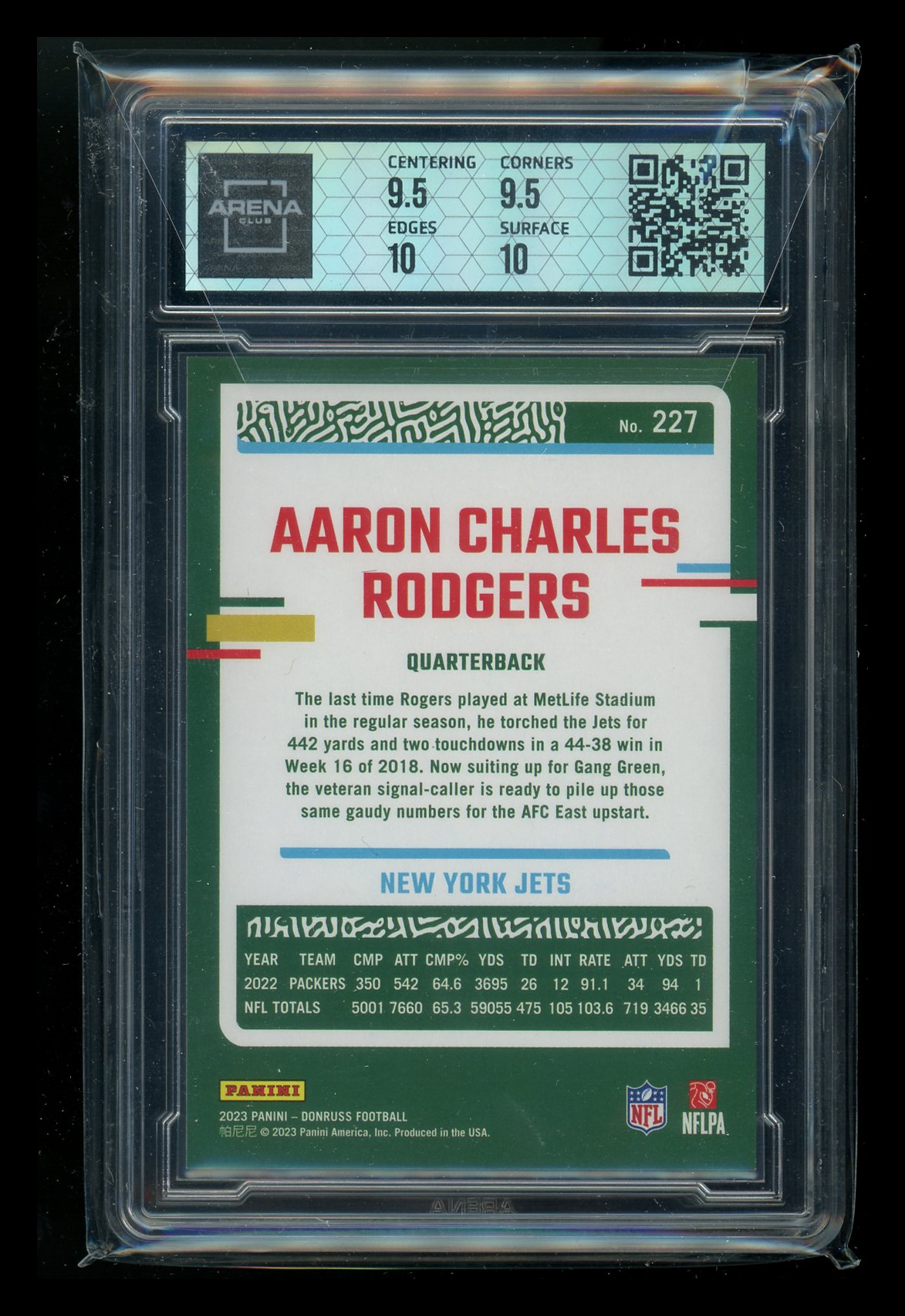 2023 Panini Donruss Aaron Rodgers #227 Variation Football Arena Club 10