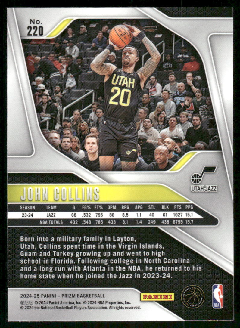 2024-25 Panini Prizm Basketball John Collins #220 Basketball