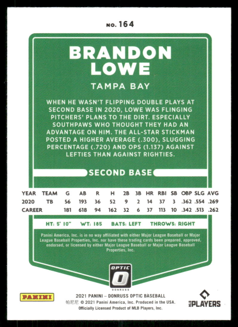 2021 Panini Donruss Optic Brandon Lowe #164 Baseball