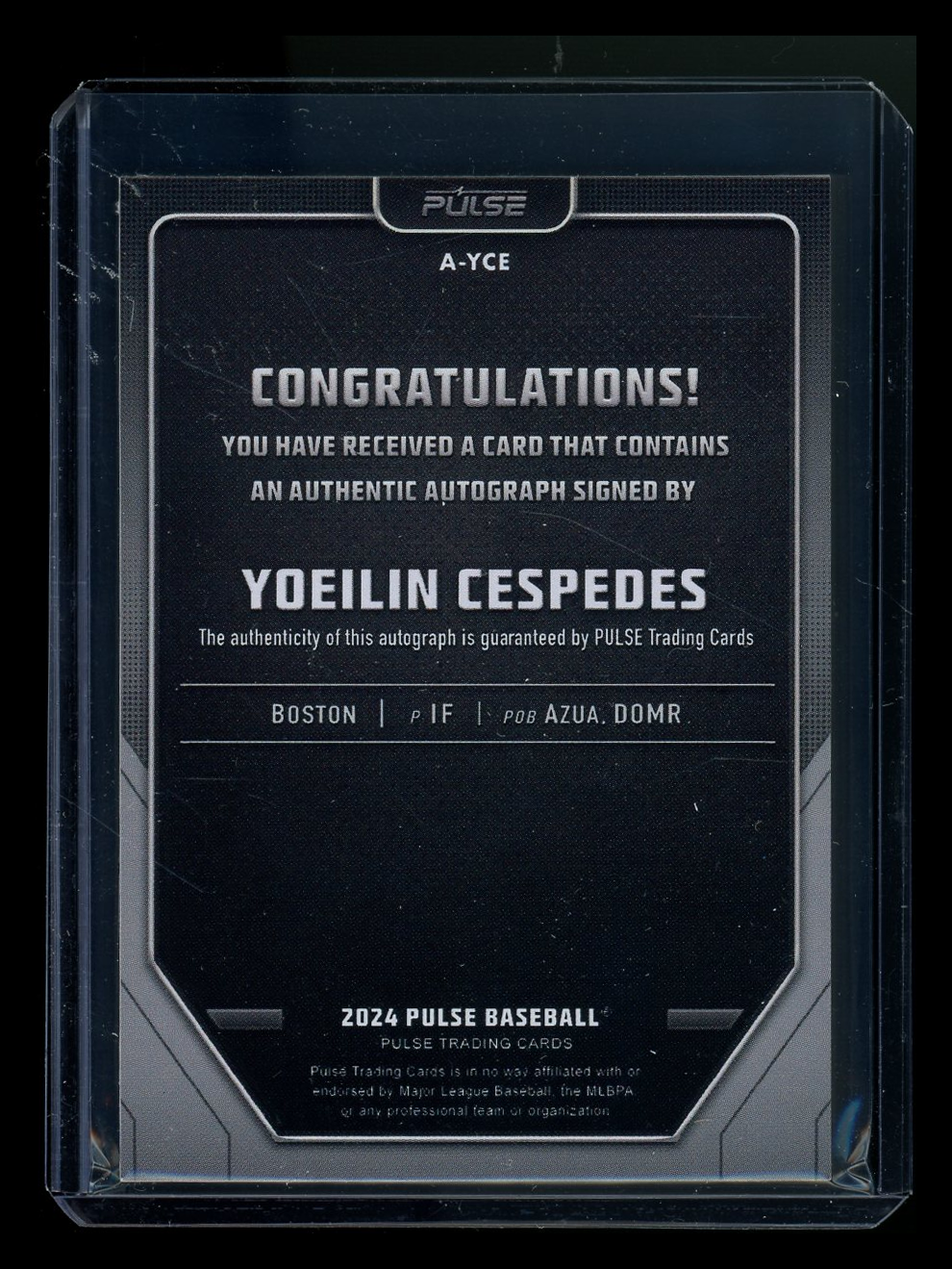 2024 Pulse Baseball Yoeilin Cespedes #A-YCE Auto Baseball