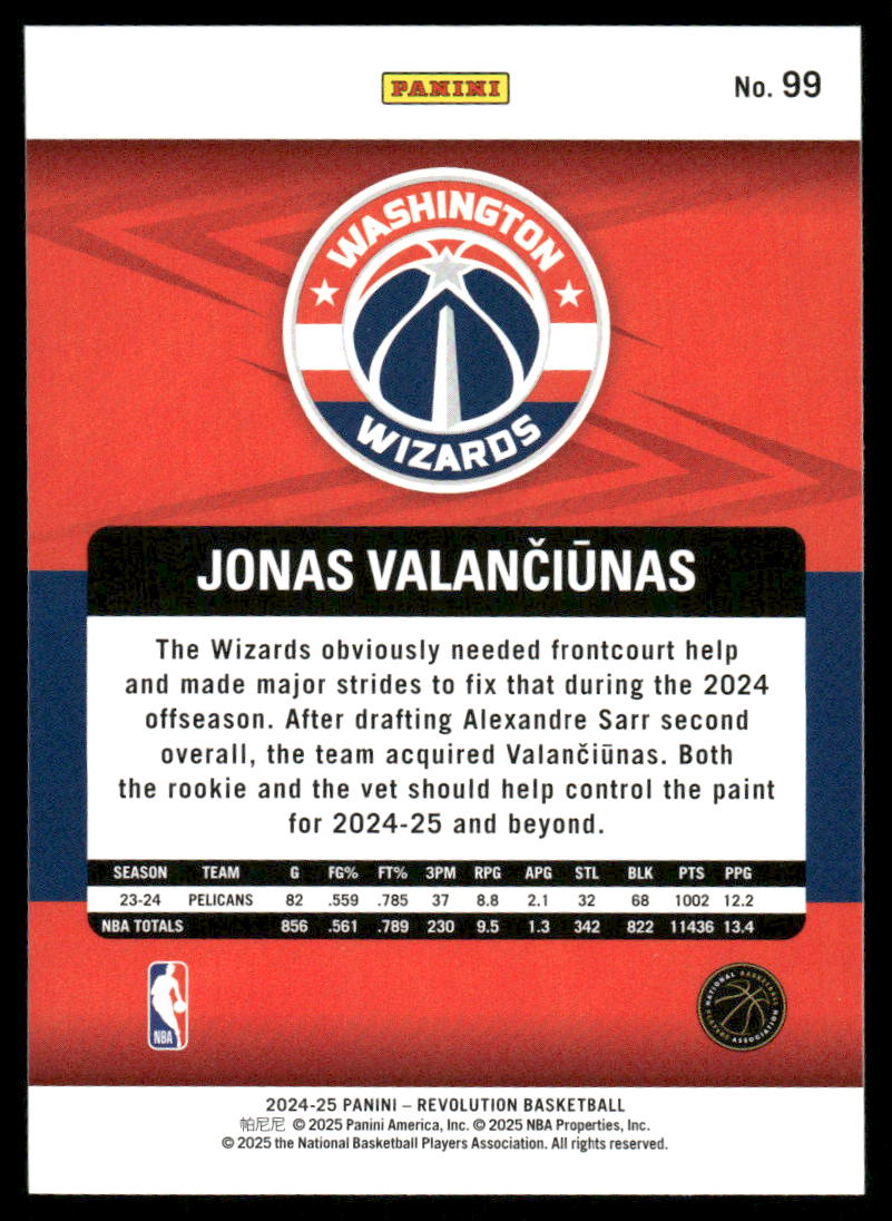 2024-25 Panini Revolution Basketball Jonas Valančiūnas #99 Basketball