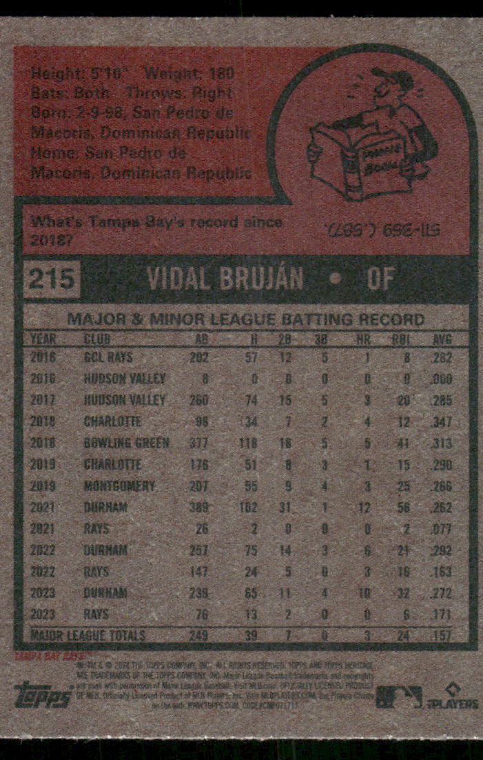 2024 Topps Heritage Vidal Bruján #215 Baseball