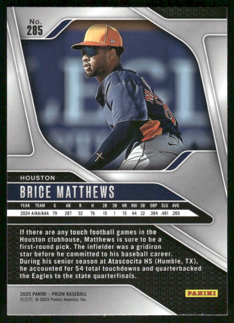 2025 Panini Prizm Baseball Brice Matthews #285 Baseball