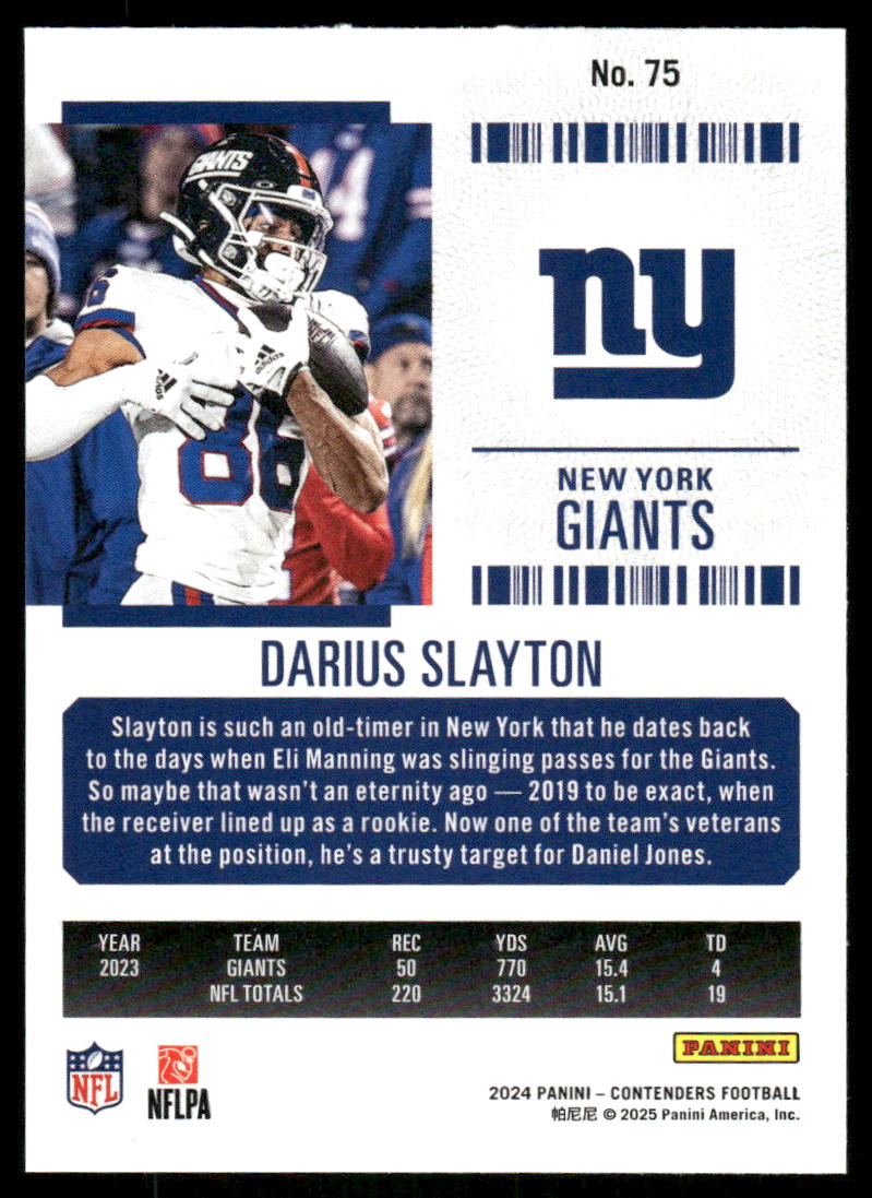 2025 Panini Contenders Football Darius Slayton #75 Football
