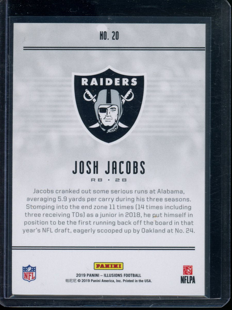 2019 Panini Illusions Football Josh Jacobs #20 Auto 7/9 RC Football