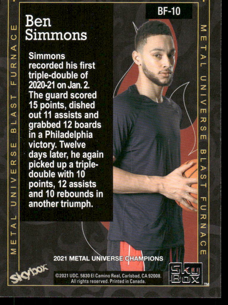 2021 Skybox Metal Universe Blast Furnace Ben Simmons #BF-10 Basketball