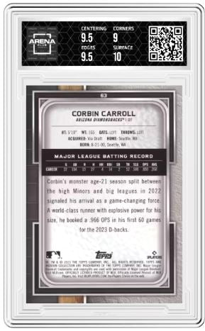 2023 Topps Museum Collection Corbin Carroll #63 RC Baseball Arena Club 9.5