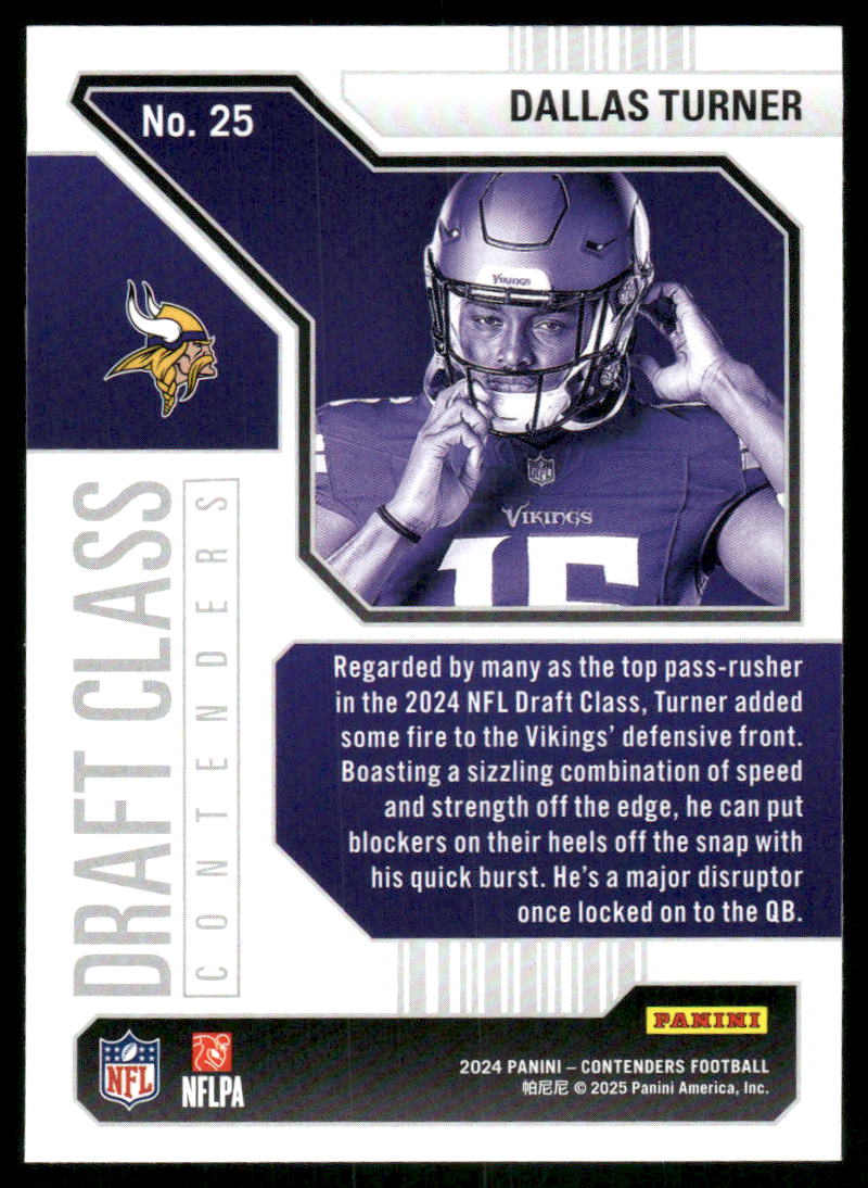 2024 Panini Contenders Football Dallas Turner #25 Football