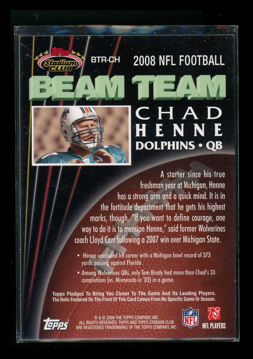 2008 Topps Stadium Club Beam Team Chad Henne #BTR-CH Player-worn jersey Football