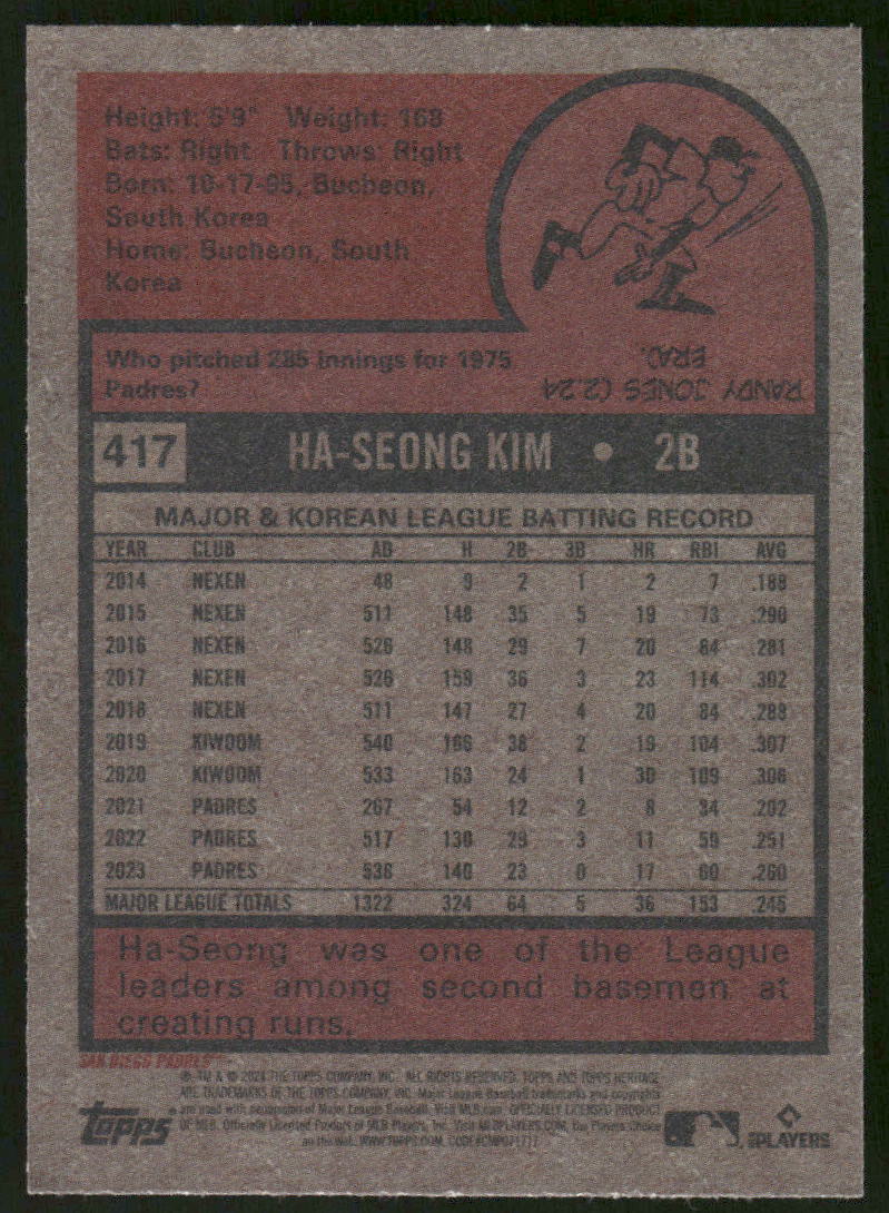 2024 Topps Heritage Ha-Seong Kim #417 Baseball