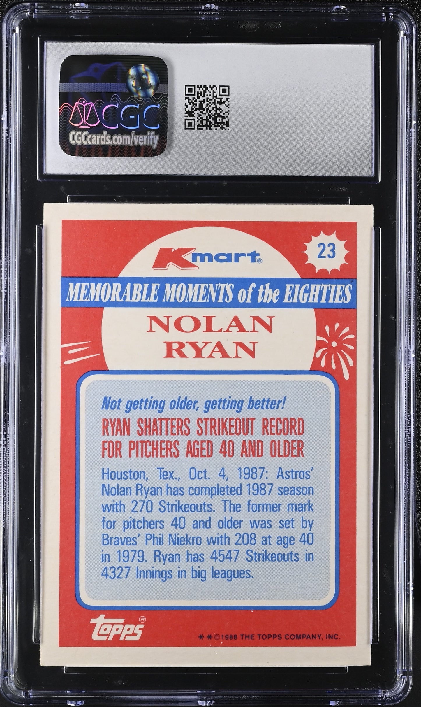 1988 Topps K-Mart Nolan Ryan #23 Baseball CGC 4.5