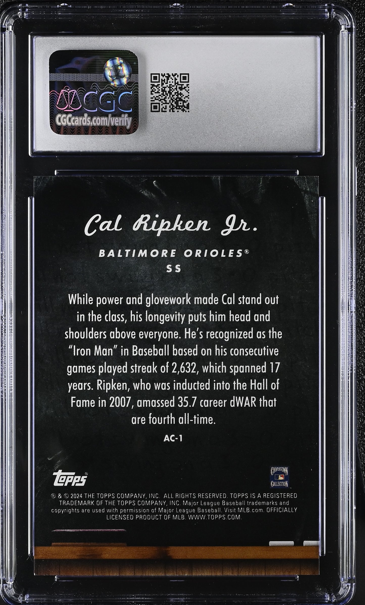 2024 Topps Update Cal Ripken Jr. #AC-1 All Class Baseball CGC 9