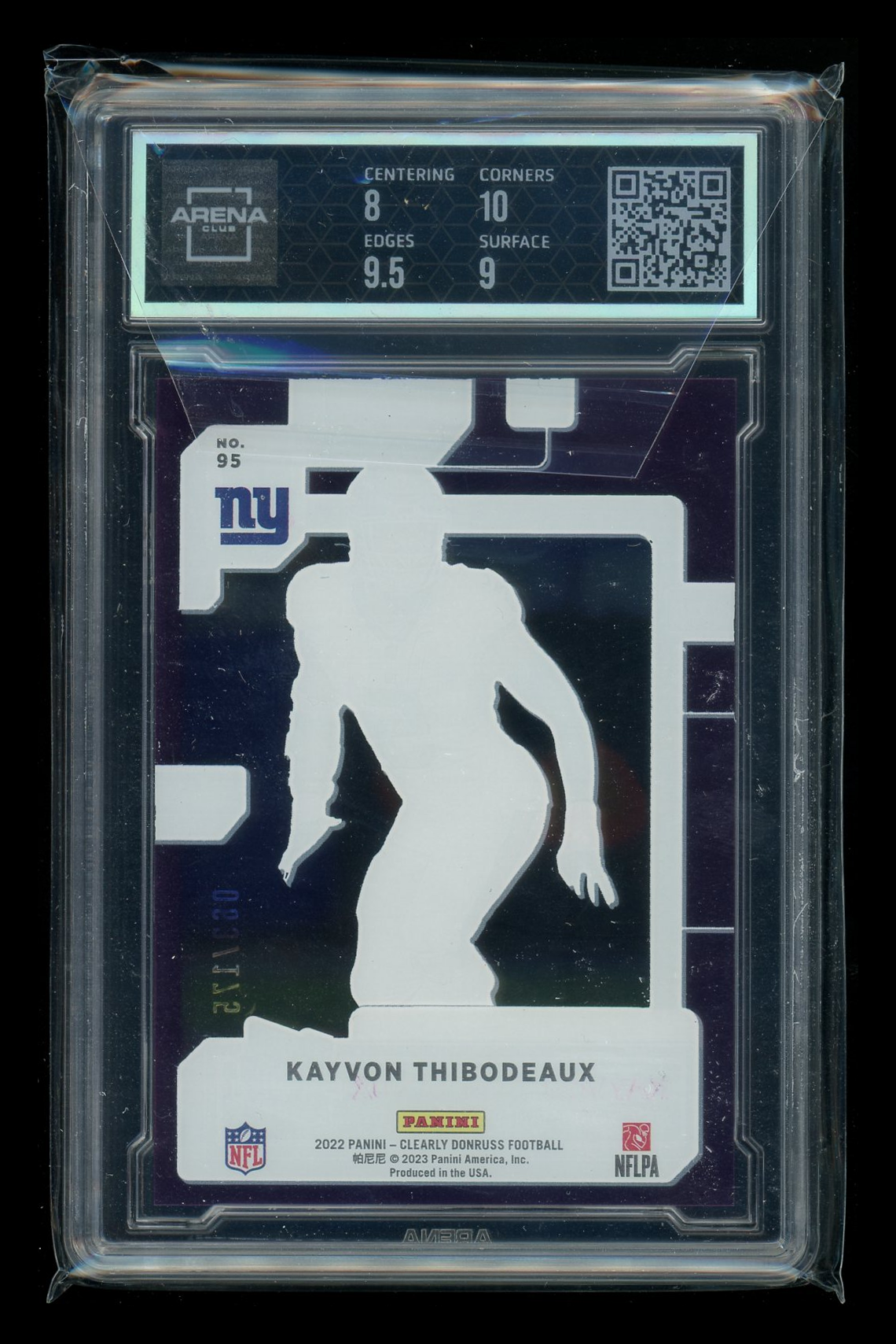 2022 Panini Donruss Rated Rookie Purple Kayvon Thibodeaux #95 063/175 AC 8.5
