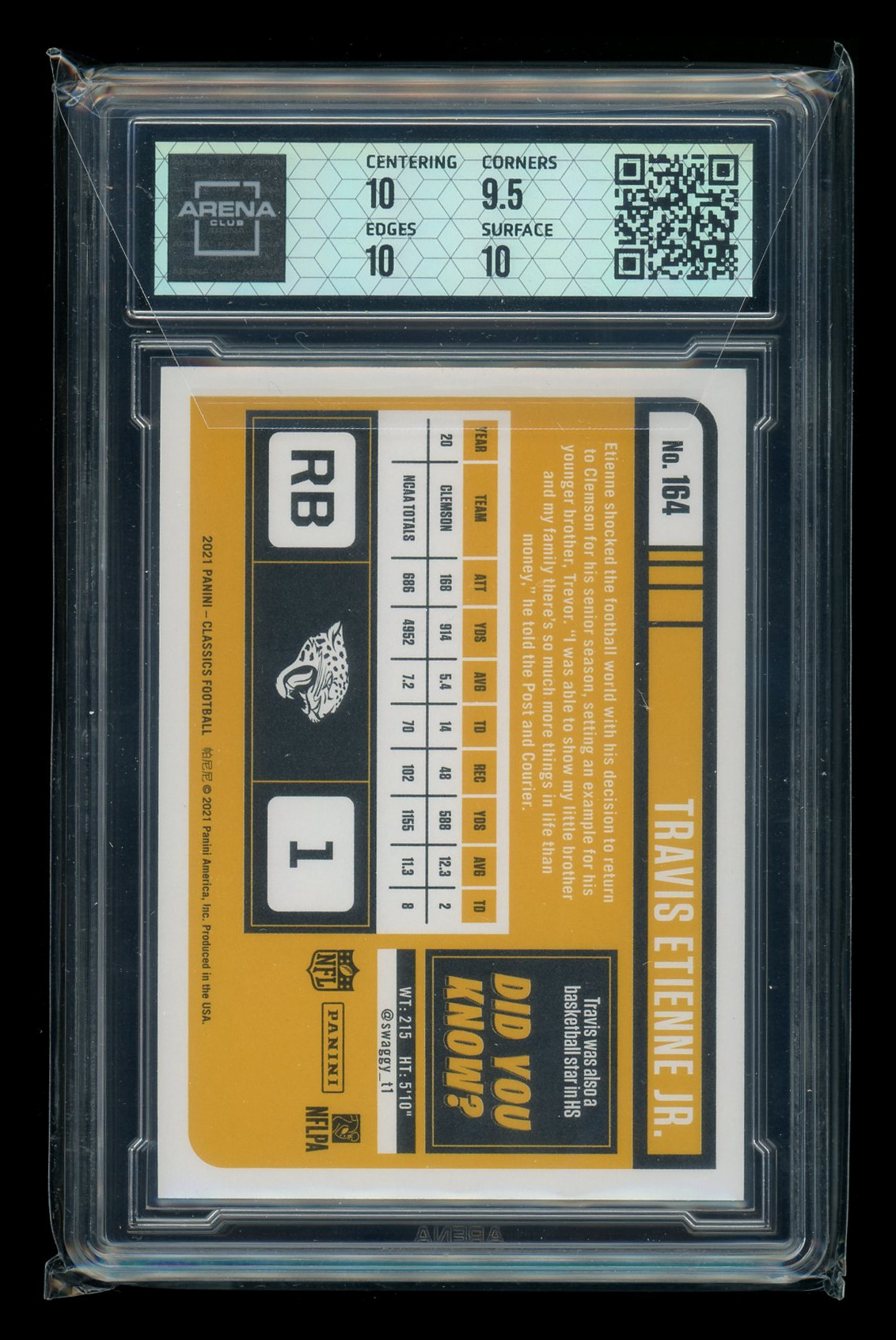 2021 Panini Classics Travis Etienne Jr. #164 RC Football Arena Club 10