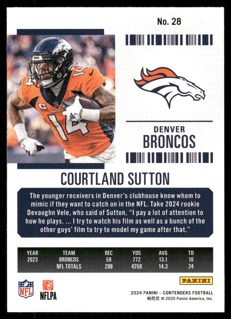2025 Panini Contenders Football Courtland Sutton #28 Football