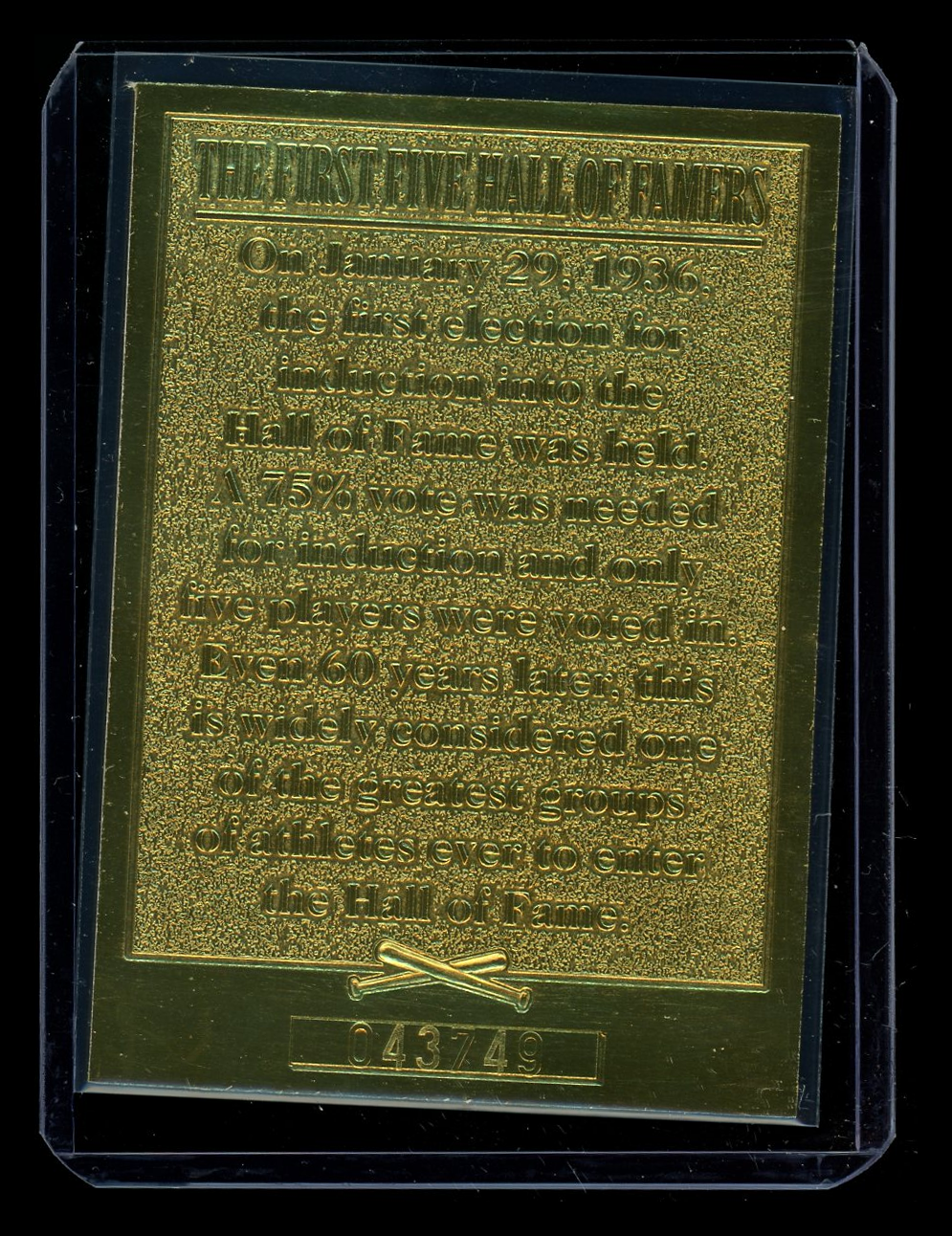 1992 Gold Card The First Five Hall of Famers Mathewson Ruth Cobb Johnson Wagner