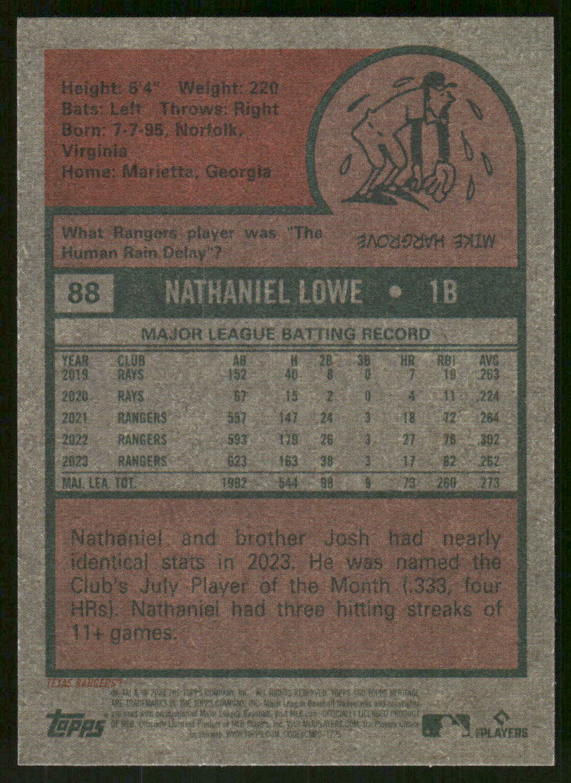 2024 Topps Heritage Nathaniel Lowe #88 Baseball