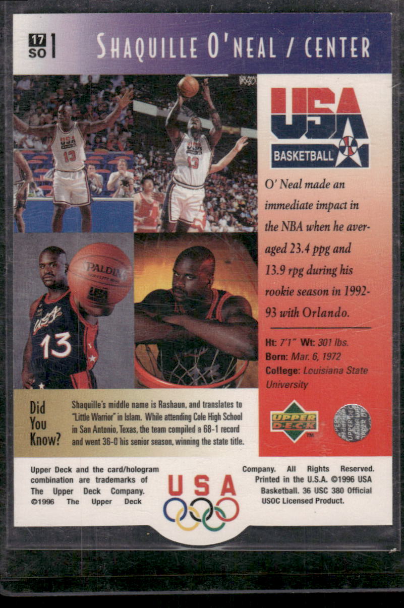1993 Upper Deck USA Basketball Shaquille O'Neal #17 Rookie of the Year