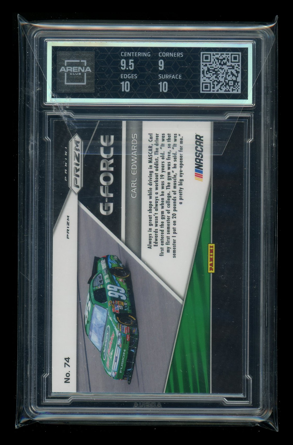 2018 Panini Prizm G-Force Camo Prizm Carl Edwards #74 Camo Prizm G-Force AC 9.5
