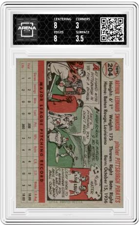 1956 Topps Art Swanson #204 Baseball Arena Club 3.5