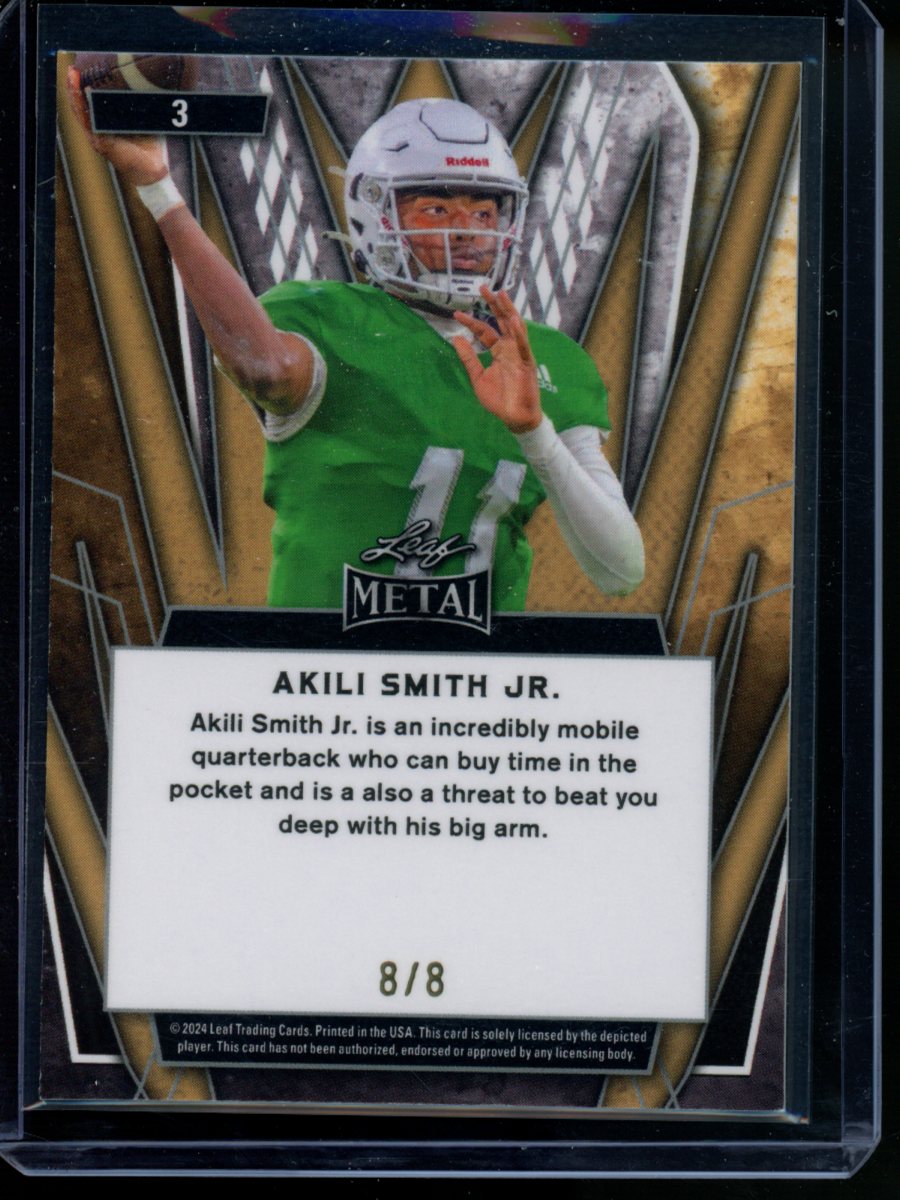 2024 Leaf Metal Akili Smith Jr. #3 Blue Mojo 8/8 Football