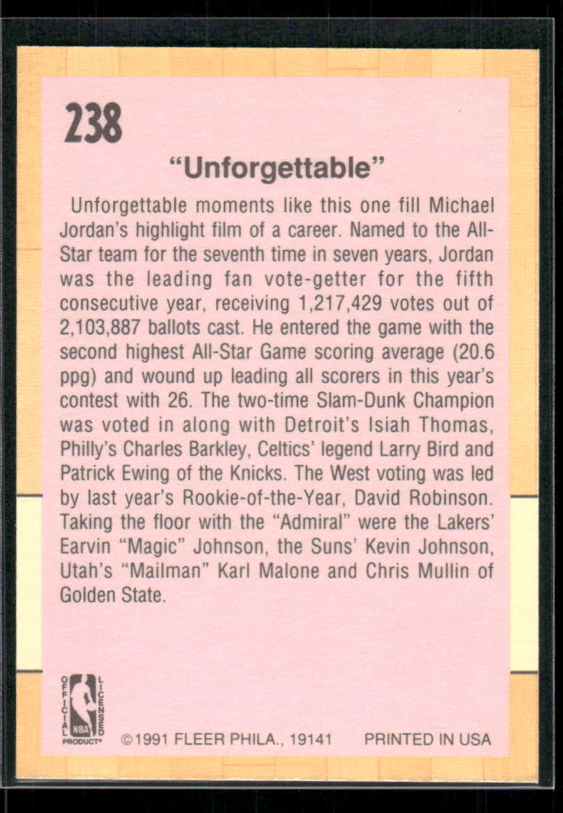 1991 Fleer Michael Jordan #238 Basketball