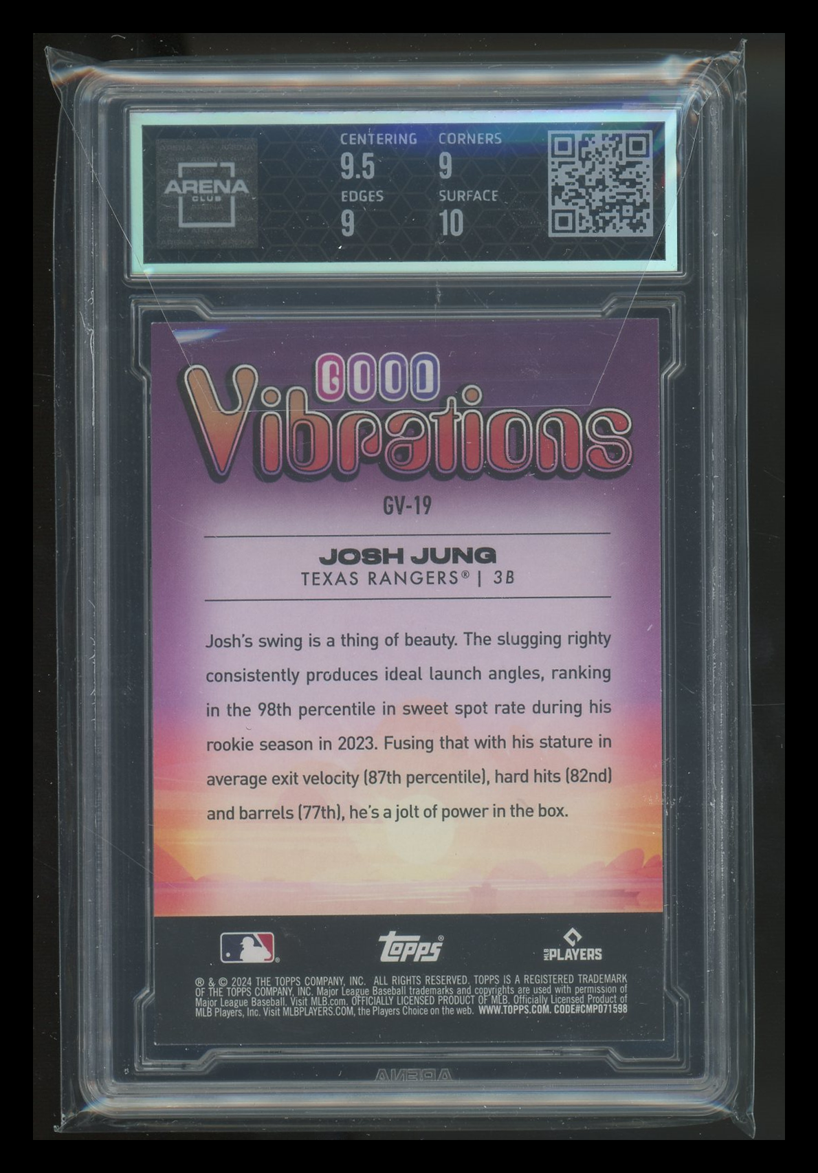 2024 Topps Big League Good Vibrations Josh Jung #GV-19 Baseball Arena Club 9.5
