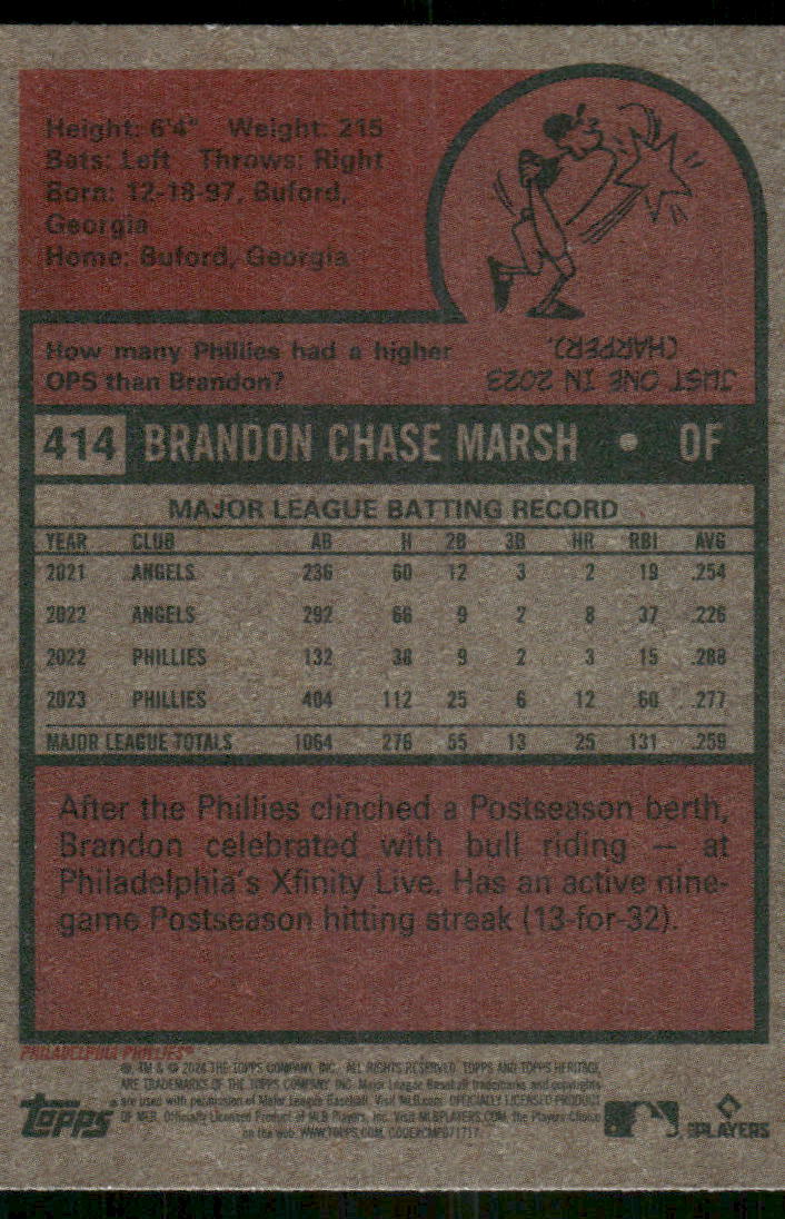 2023 Topps Heritage Brandon Marsh #414 Baseball