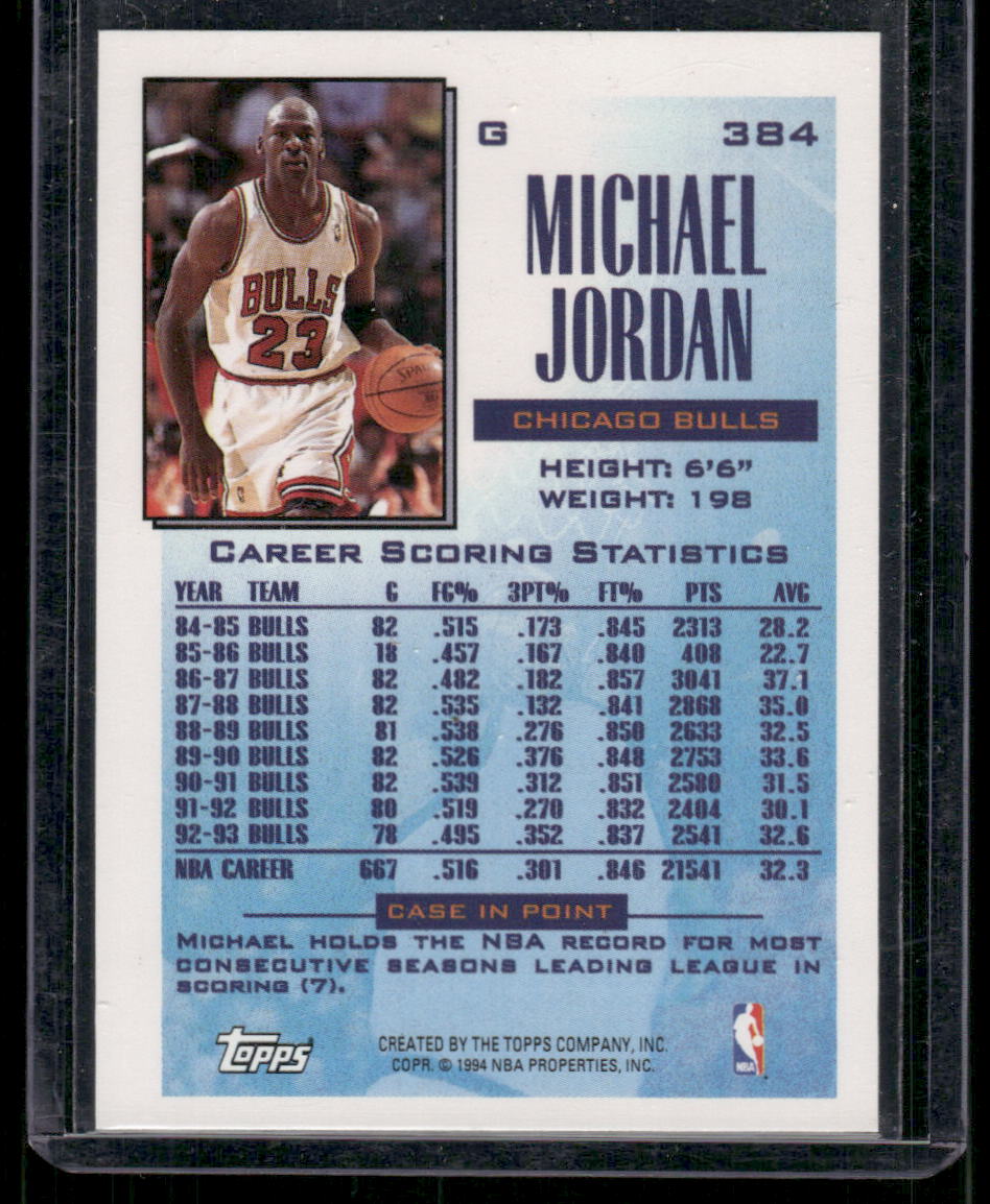 1994 Topps Michael Jordan #384 Reigning Scoring Leader Basketball