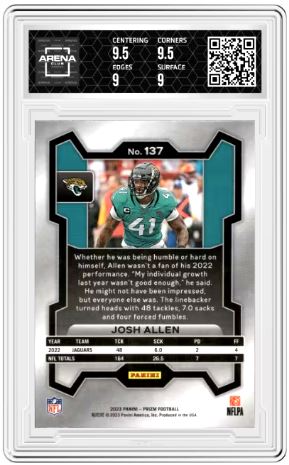 2023 Panini Prizm Josh Allen #137 Football Arena Club 9.5