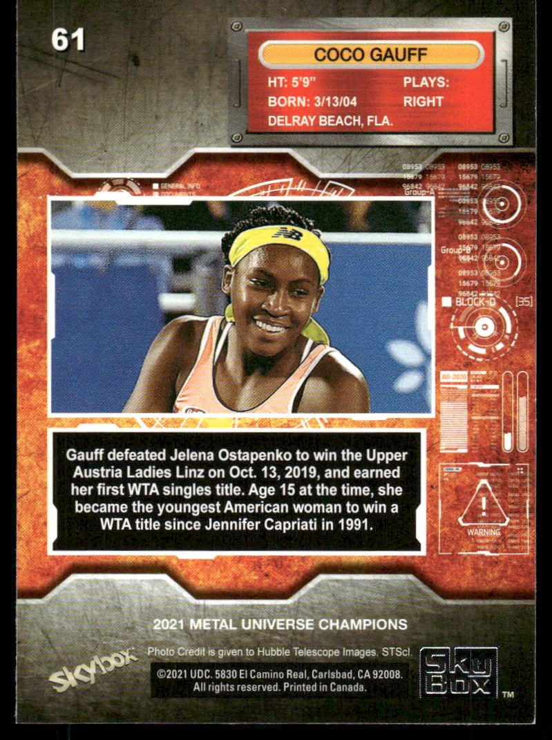 2021 Skybox Metal Universe Champions Coco Gauff #61 Tennis