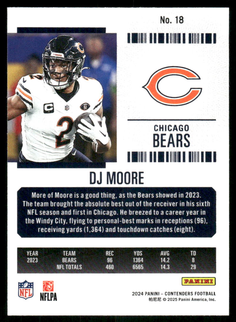 2024 Panini Contenders Football DJ Moore #18 Football