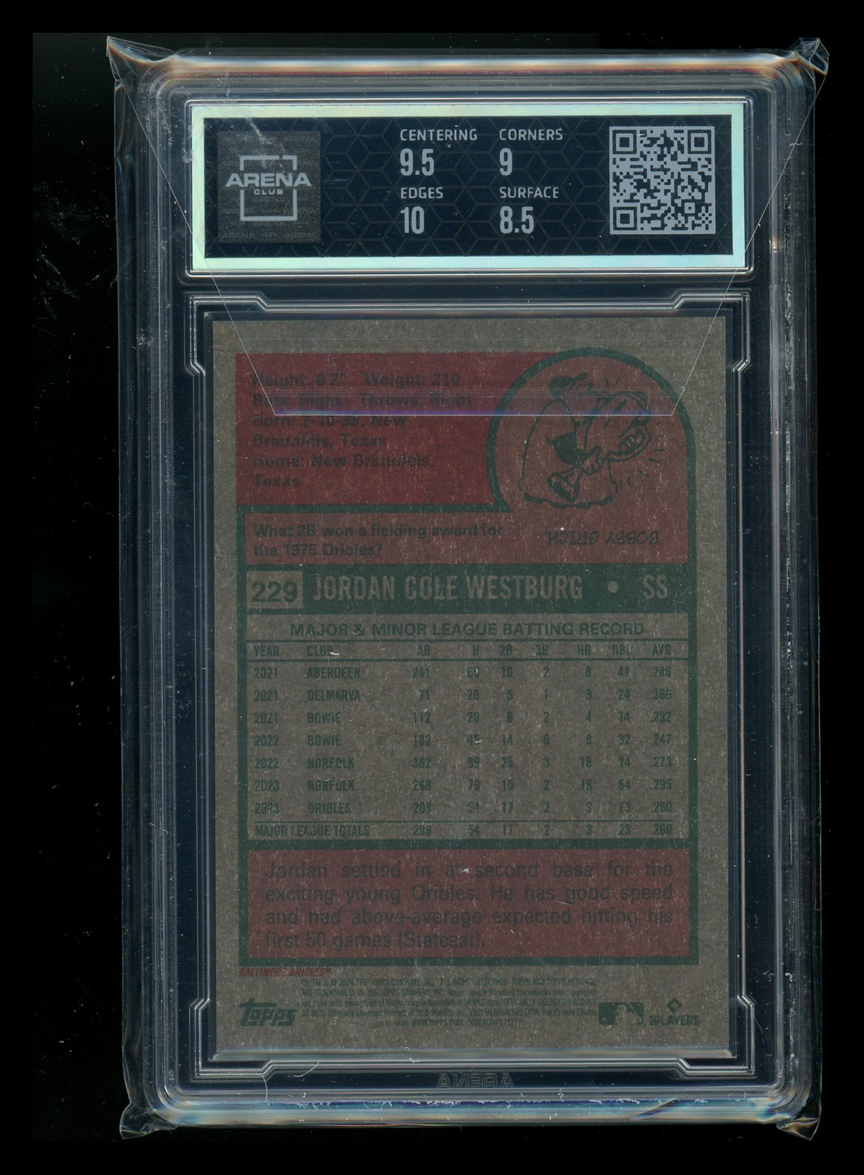 2023 Topps Heritage Chrome Jordan Westburg #229 RC 133/999 Baseball Arena Club 9