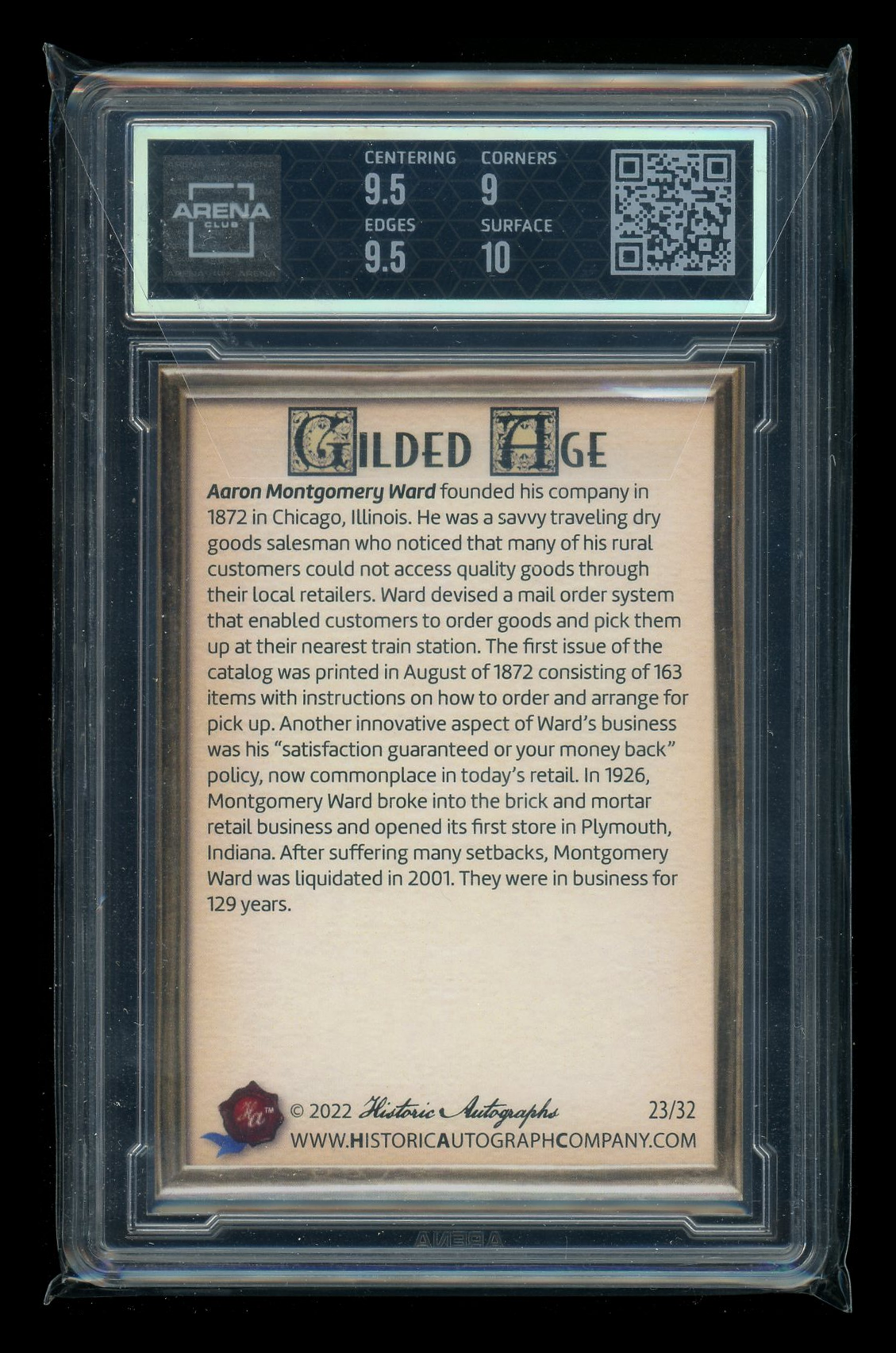 2023 Historic Auto Gilded Age Emerald Montgomery Ward 23/32 #41 Arena Club 9.5