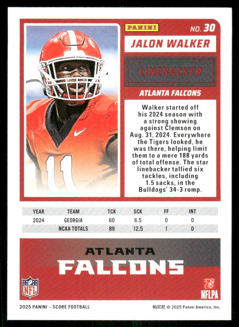 2025 Score A Treat Jalon Walker #30 RC Football