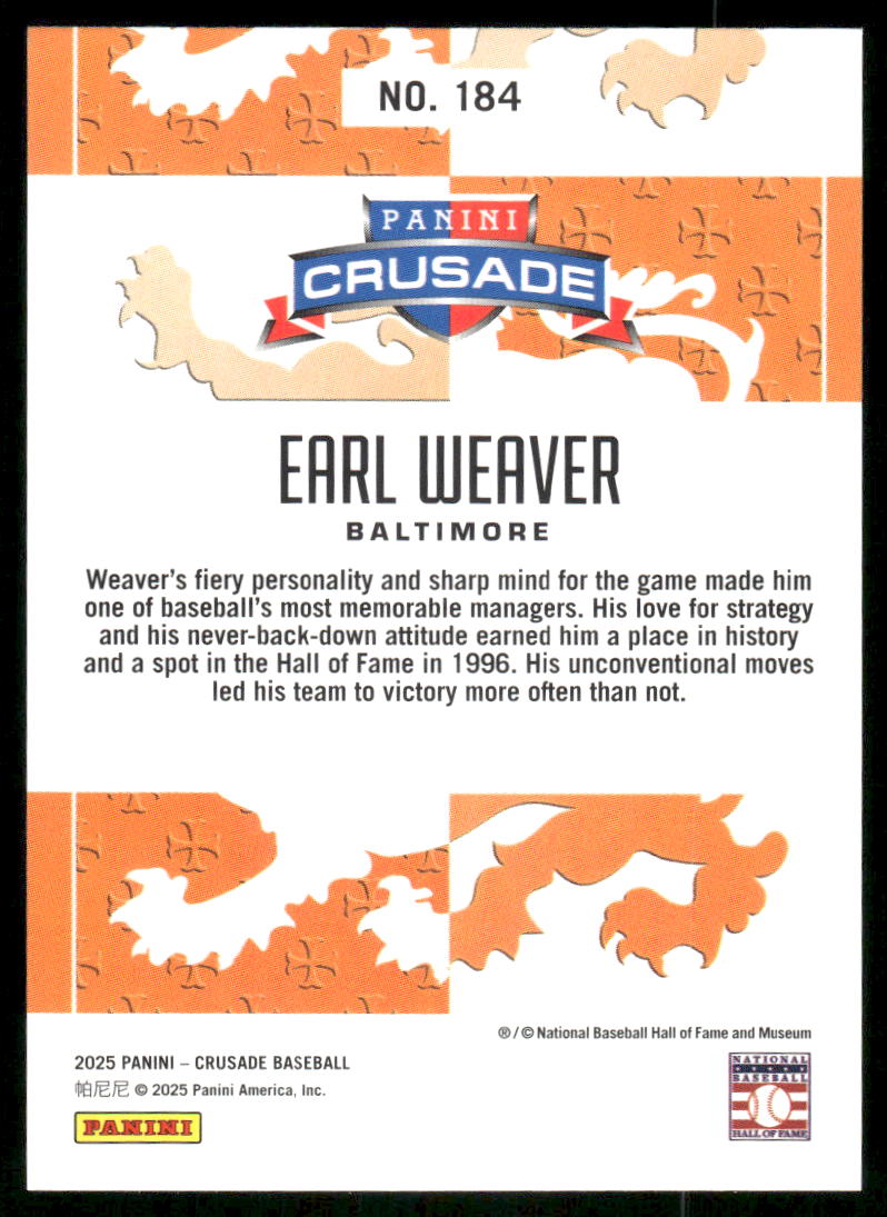 2025 Panini Crusade Baseball Earl Weaver #184 Baseball