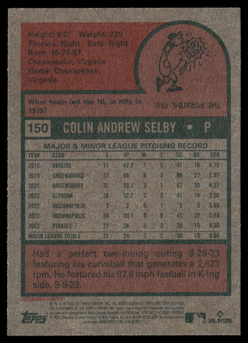 2024 Topps Heritage Colin Selby #150 RC Baseball