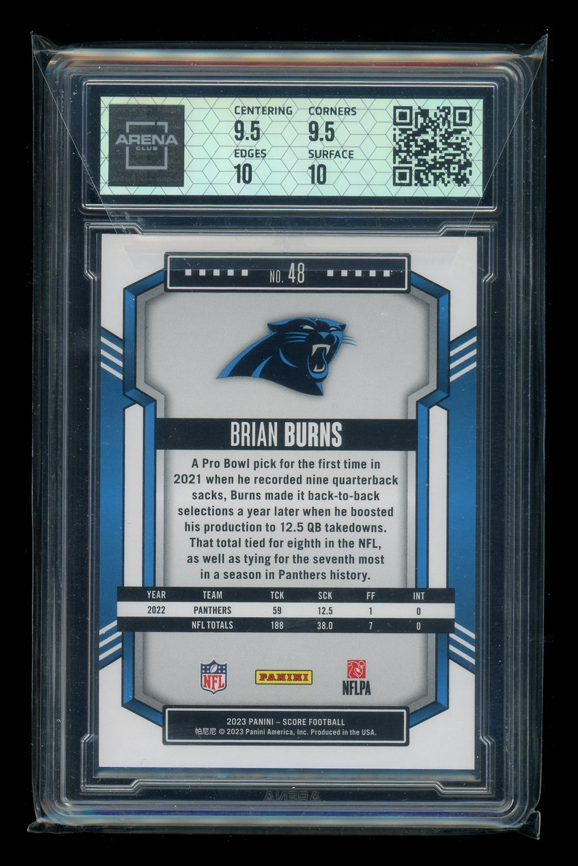 2023 Panini Score Lava Brian Burns #48 251/565 Football Arena Club 10