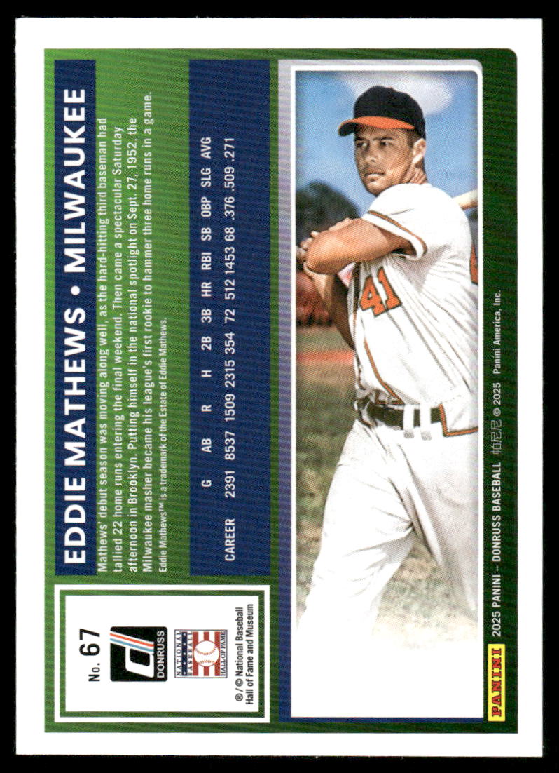 2025 Donruss Eddie Mathews #67 Baseball