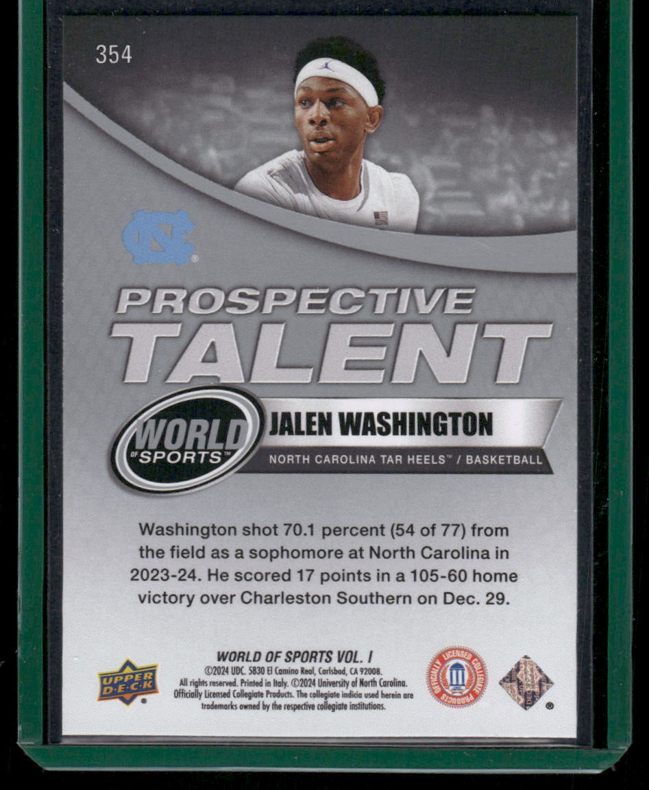 2025 Upper Deck World of Sports Jalen Washington #354 Prospective Talent