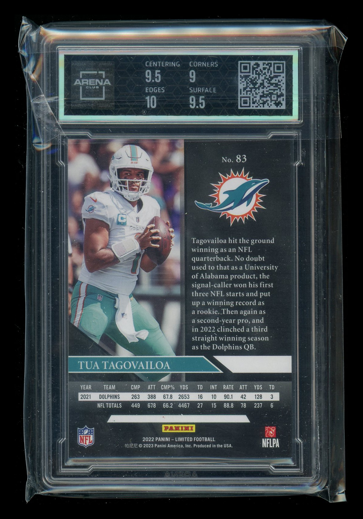2023 Panini Limited Tua Tagovailoa #83 Football Arena Club 9.5