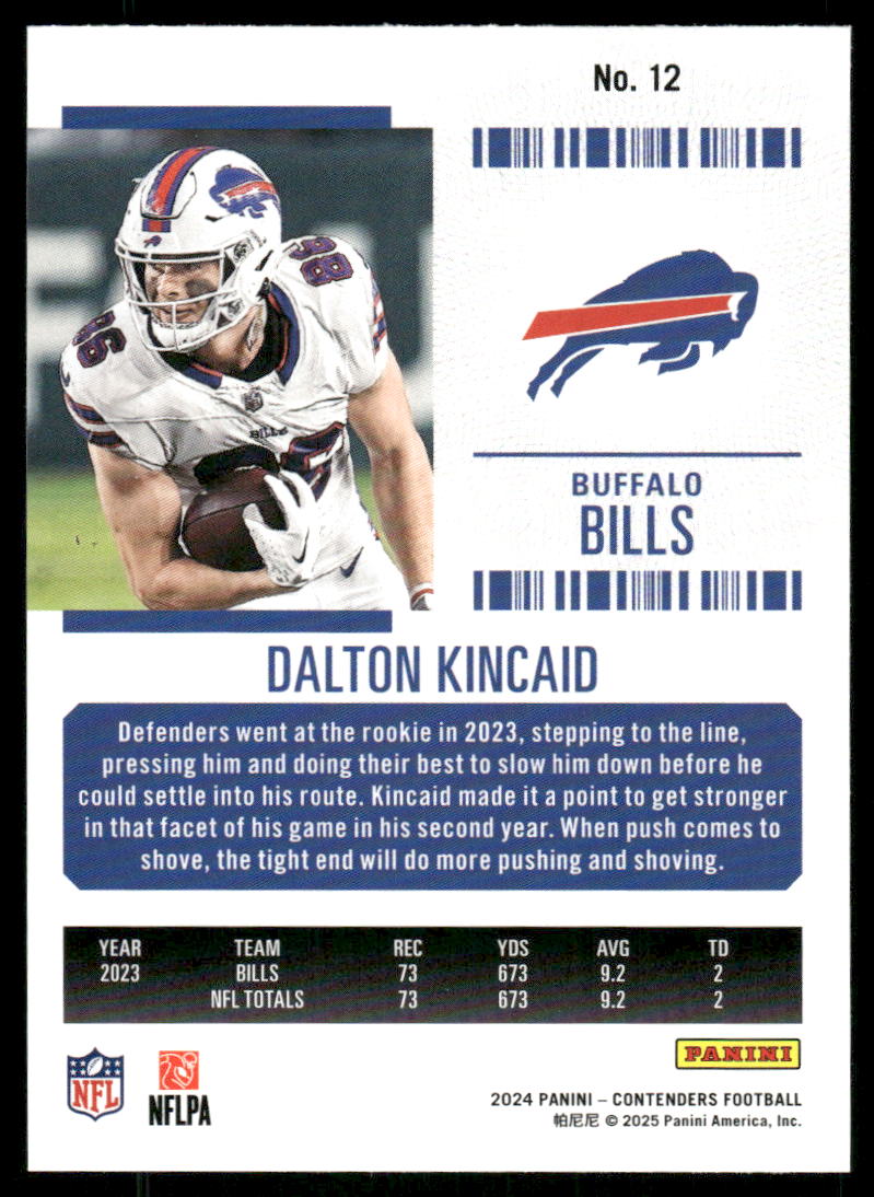 2025 Panini Contenders Football Dalton Kincaid #12 Football