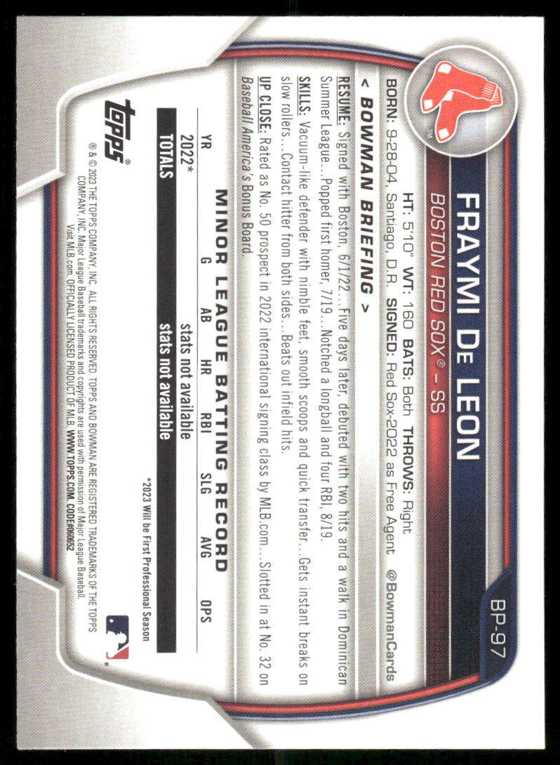 2023 Bowman 1st Fraymi De Leon #BP-97 Baseball